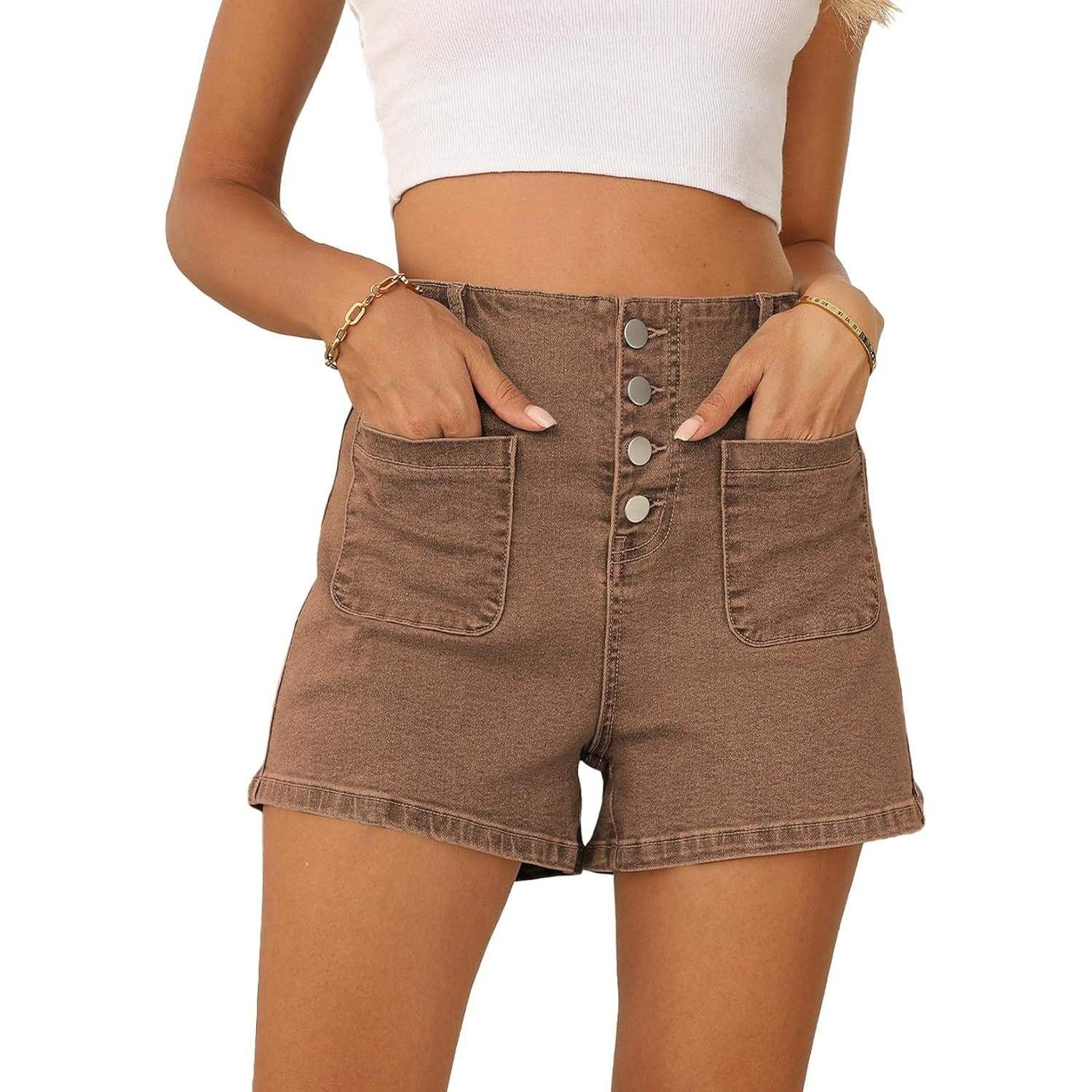 Custom Women’s Brown Denim Shorts Custom women’s brown denim shorts