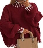 Women's chunky mock neck sweater front view