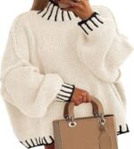Women's oversized mock neck chunky knit sweater