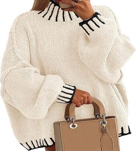 Women's Oversized Mock Neck Chunky Knit Sweater Women's oversized mock neck chunky knit sweater
