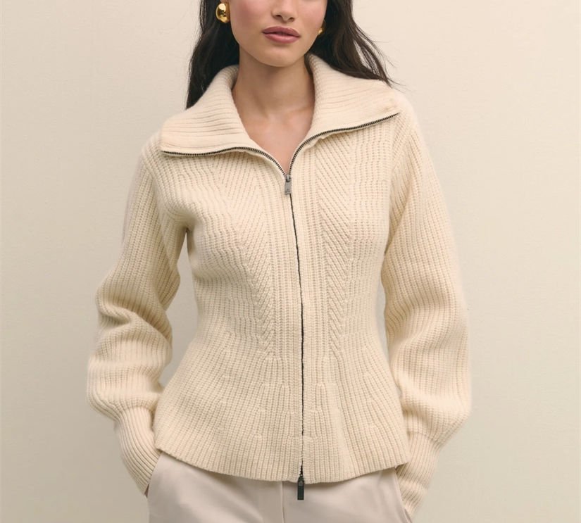 Women’s Wool Blend Zip Sweater Long Sleeve Casual Autumn Knitwear (3)