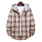 Hooded plaid flannel shirt