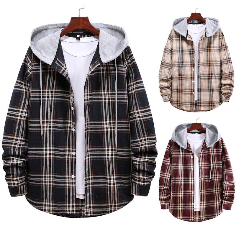 Custom men's hooded flannel shirt
