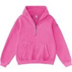 Half-zip tech fleece hoodie with kangaroo pouch