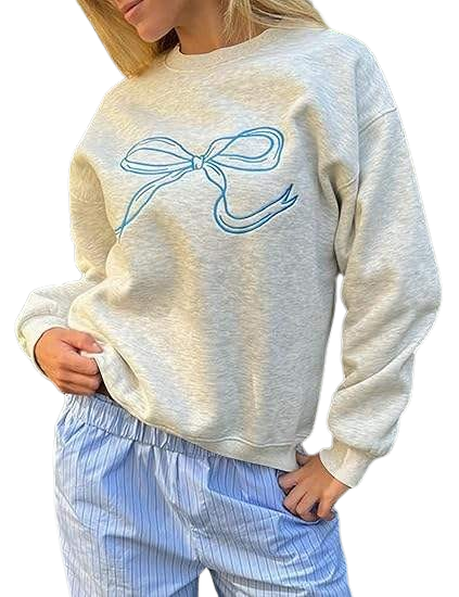 Women's bow graphic sweatshirt detail