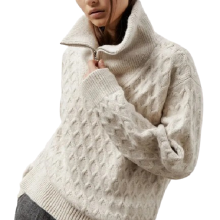 Women's chunky knit half zip sweater