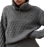 Women's chunky knit oversized half zip sweater