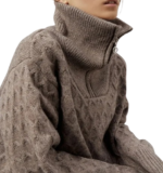 Women's chunky knit loose half zip sweater