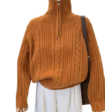Women's knitted zip front sweater