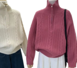 Women's knitted zip front sweater
