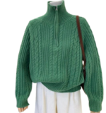 Women's knitted zip front sweater