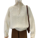 Women's knitted zip front sweater