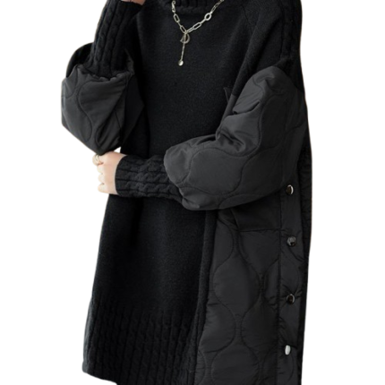 Women's loose fit turtleneck knit sweater with thick construction for winter and private label fashion collections.