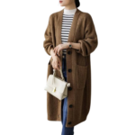 Women's V neck sweater coat front view