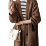 Women's oversized V neck knit coat