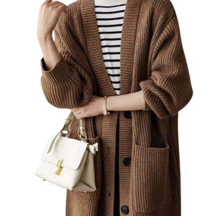 Women's oversized V neck knit coat
