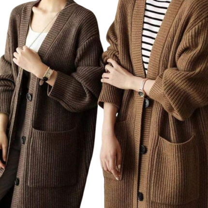 Women's oversized V neck sweater coat