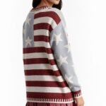 Women's striped sweater knit fabric detail