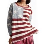 Women's striped star knit winter sweater
