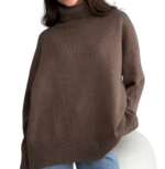 Women's thick turtleneck sweater front view