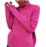 Women's loose fit turtleneck knit sweater