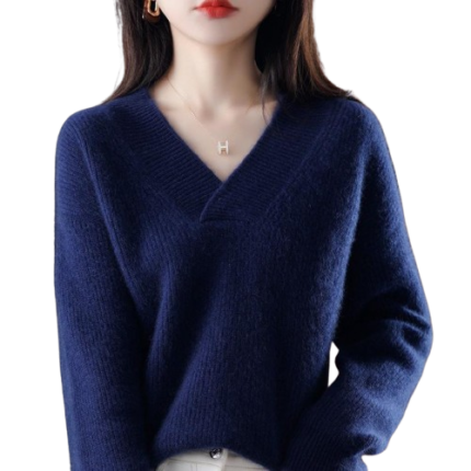 Women's thick V neck sweater