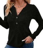 Women's minimalist V neck knit sweater