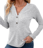 Women's V neck ribbed knit pullover
