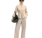 Women's wool blend zip-up sweater front view