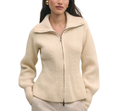 Women's wool blend zip sweater