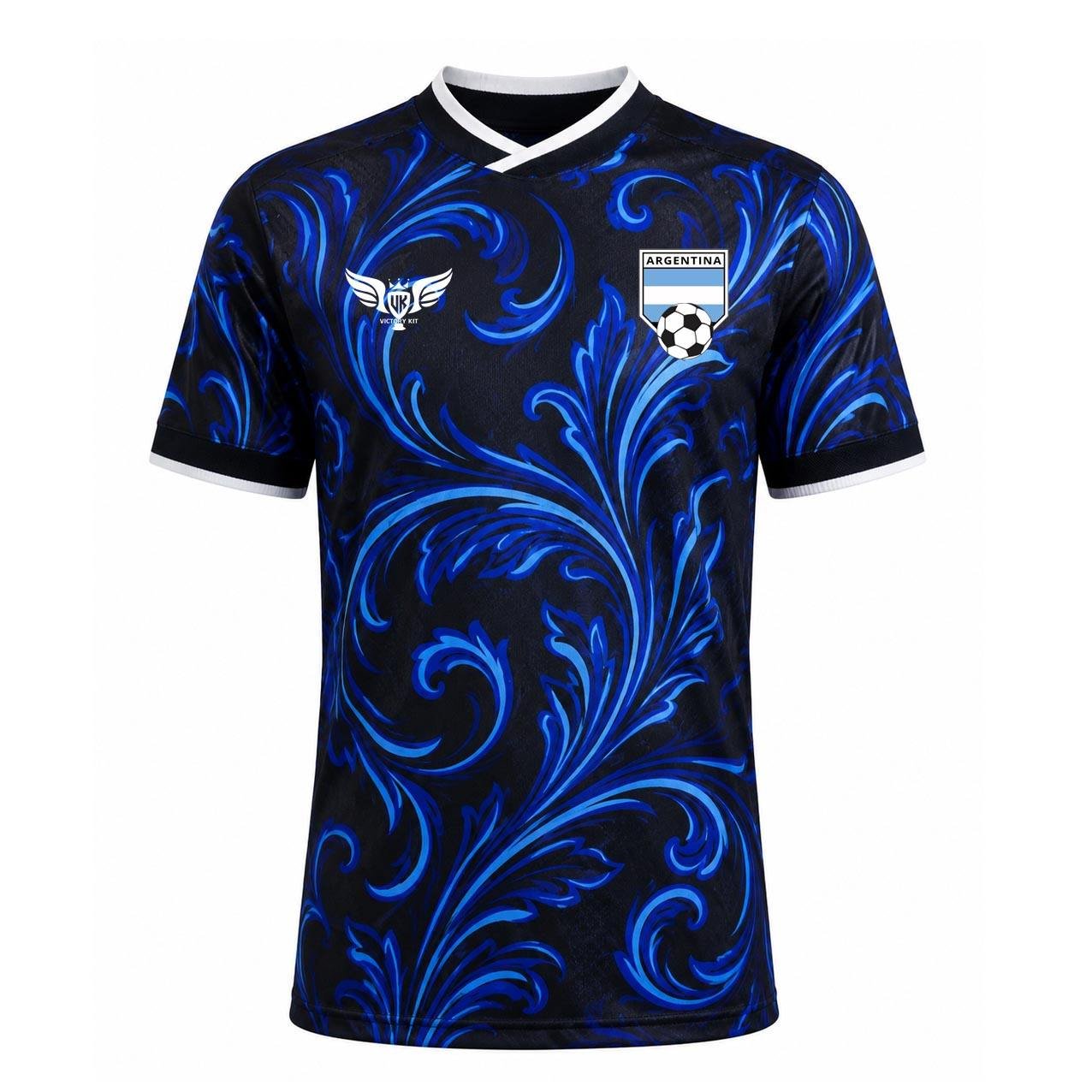 Argentina 2026 Inspired Away Football Jersey Blue Floral Pattern Men’s Fan Soccer Shirt 3