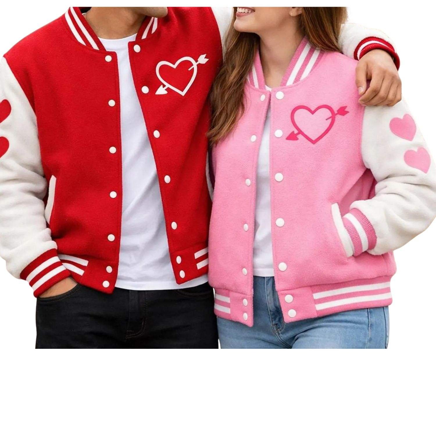 Custom Couple Streetwear Varsity Jacket Stand Collar Matching Fleece Letterman Custom Print Winter Eco-Friendly Coat (5)