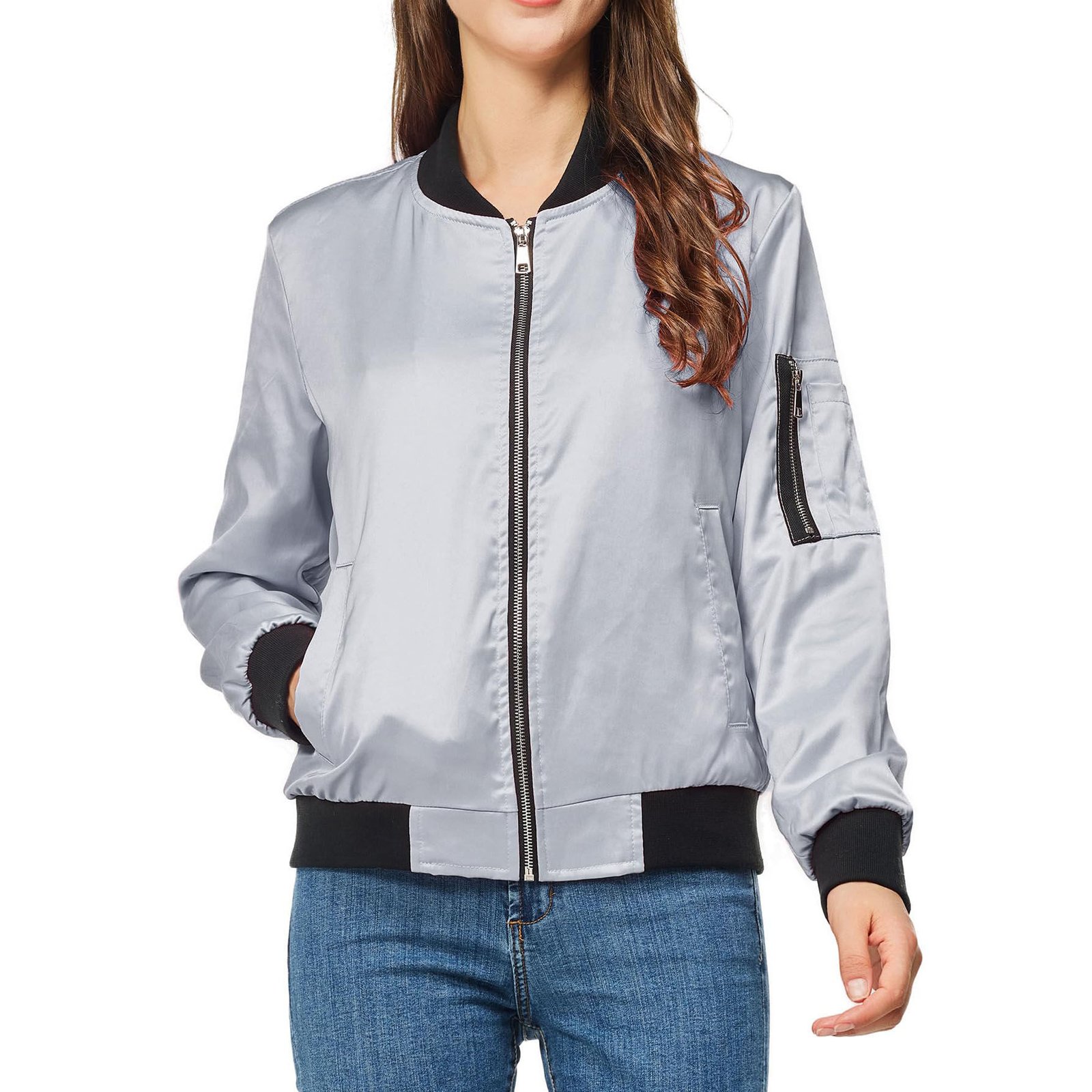 Custom Varsity Streetwear Bomber Jacket Black Satin Polyester Oversized Puffer Jacket for Women & Men (2)