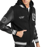Wool leather sleeve varsity jacket
