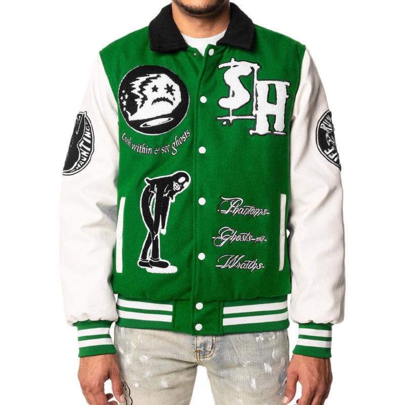Eco-Friendly Custom Varsity Bomber Jacket Windproof Anti-Bacterial Wool Polyester Thick Jacket (2)