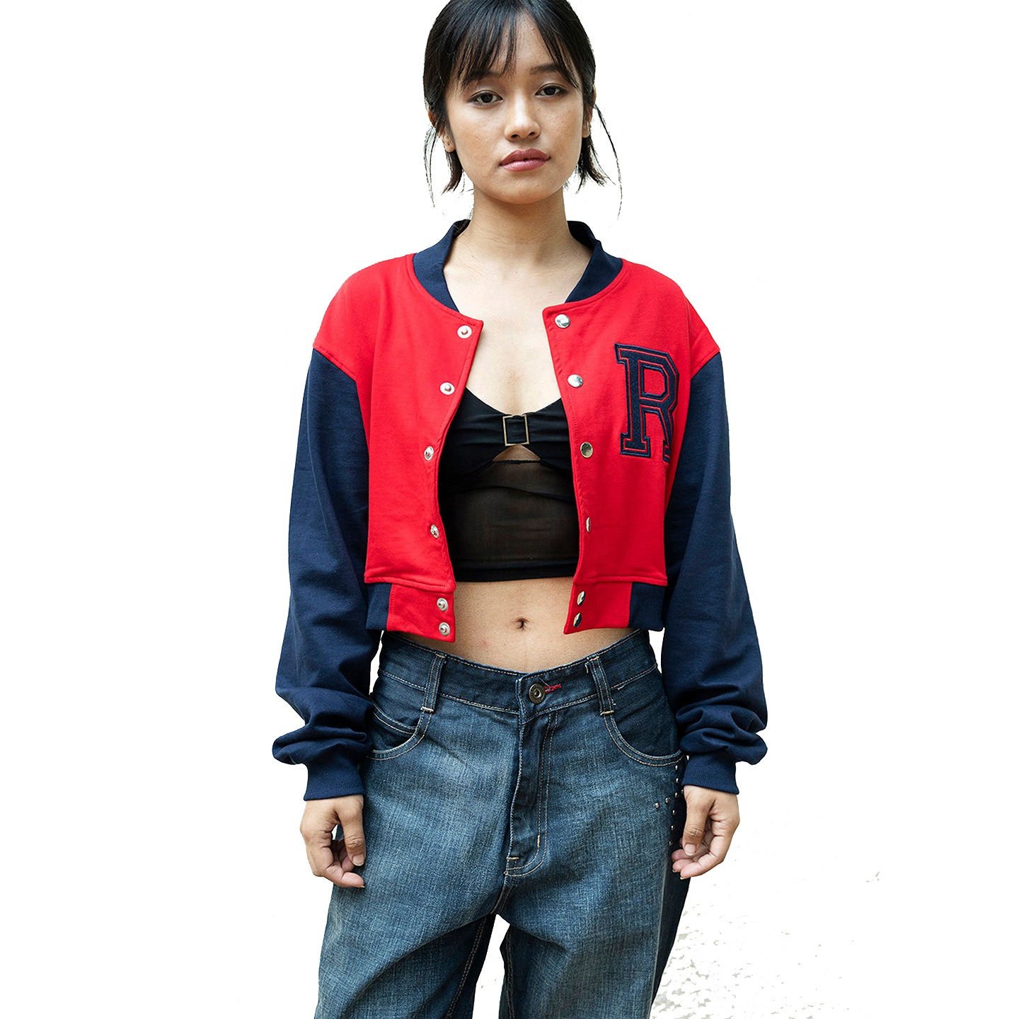 High-Quality Women’s Cropped Cotton Varsity Baseball Jacket Custom Made (3)