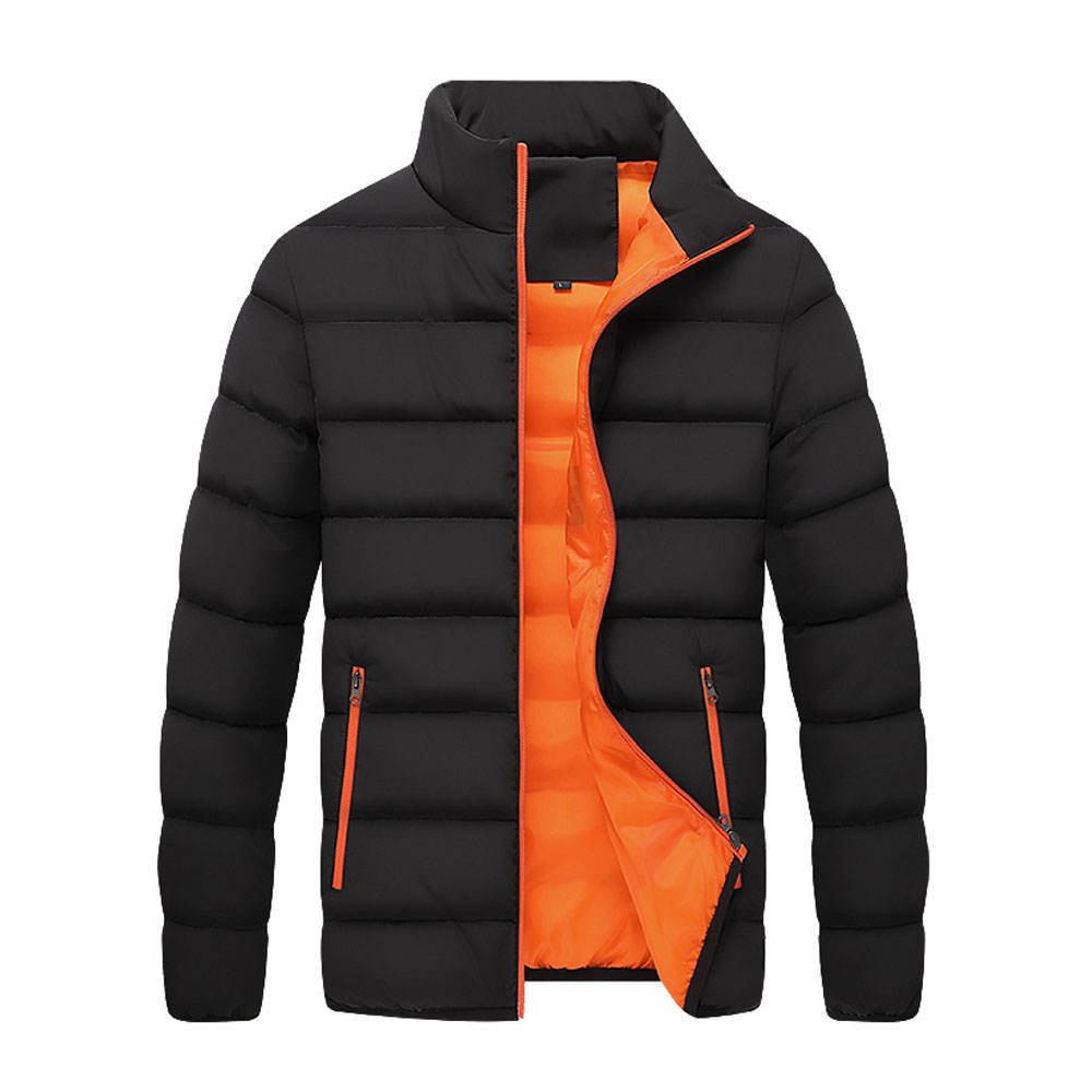 Men’s Color Block Puffer Jacket Warm Padded Winter Coat Custom Logo (4)