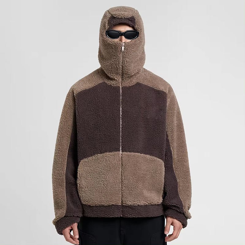 Men’s Full Face Zip Sherpa Hoodie Thick Winter Fleece Jacket (5)