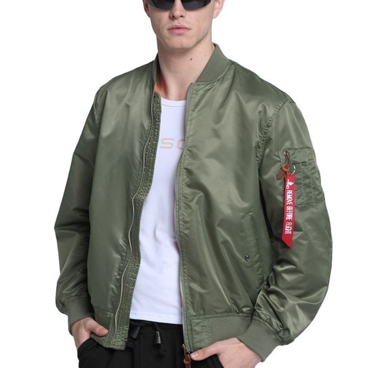 Men’s MA-1 Flight Bomber Jacket Custom Logo Windproof Baseball Coat (3)