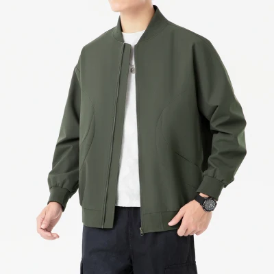 Men’s Reversible Lightweight Bomber Jacket Vintage Windproof Zip Coat