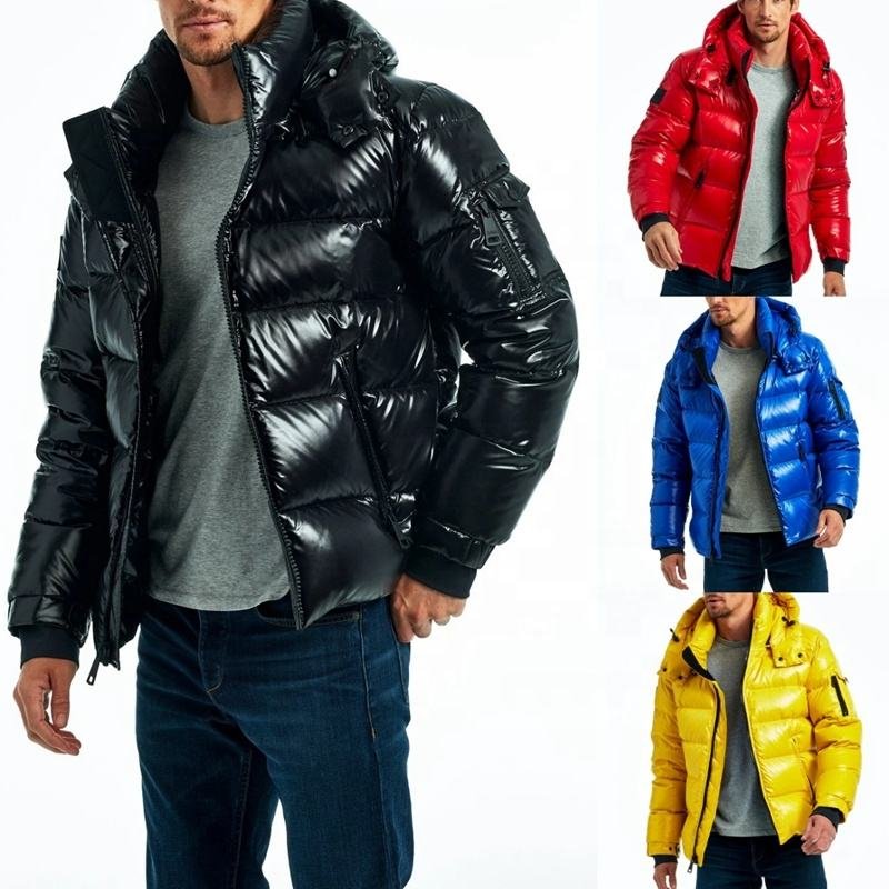 Men’s Shiny Leather Puffer Jacket Thick Winter Luxury Sports Coat (4)