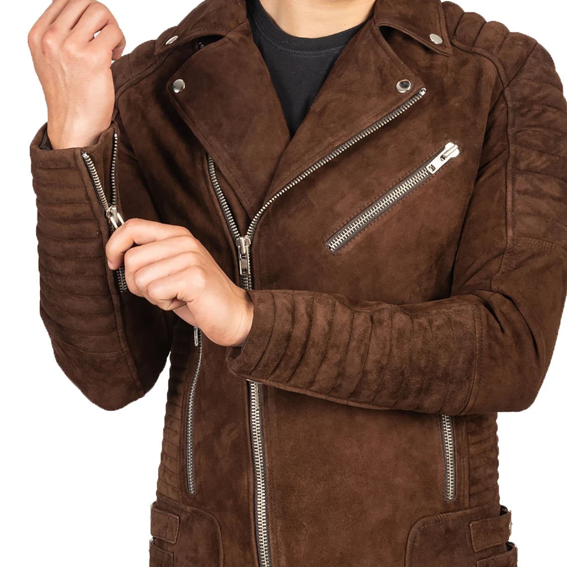 Men’s Solid Color Tanned Leather Jacket Waterproof Windproof Autumn Warm Breathable Coat (1)