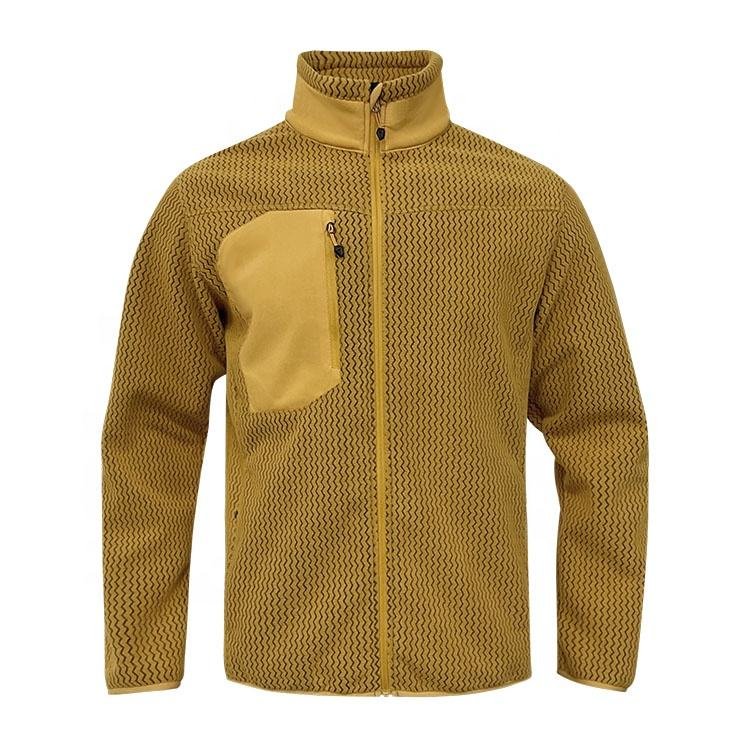 Men’s Stripe Fleece Jacket Full Zip Hiking Outdoor Coat (3)