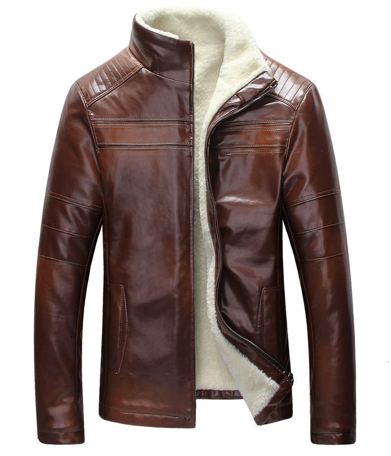 Men’s Vintage Leather Biker Jacket Sherpa Lined Outdoor Winter Fashion Coat (1)