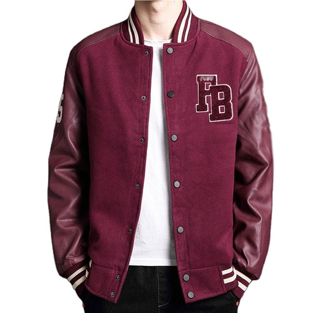 Minimalist Leather Varsity Jacket Custom Color Logo Front Winter Eco-Friendly Breathable Wholesale Fashion Coat