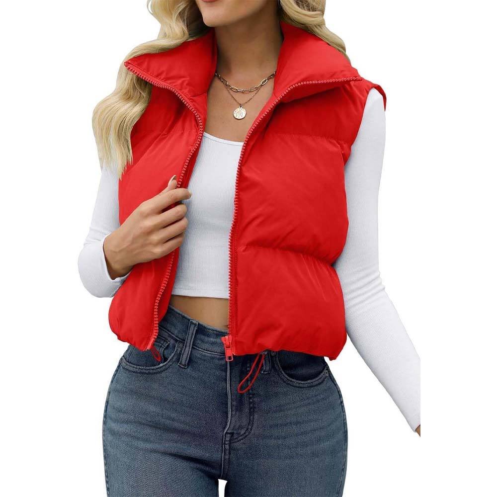 Women’s Crop Puffer Vest Lightweight Sleeveless Winter Padded Gilet (1)