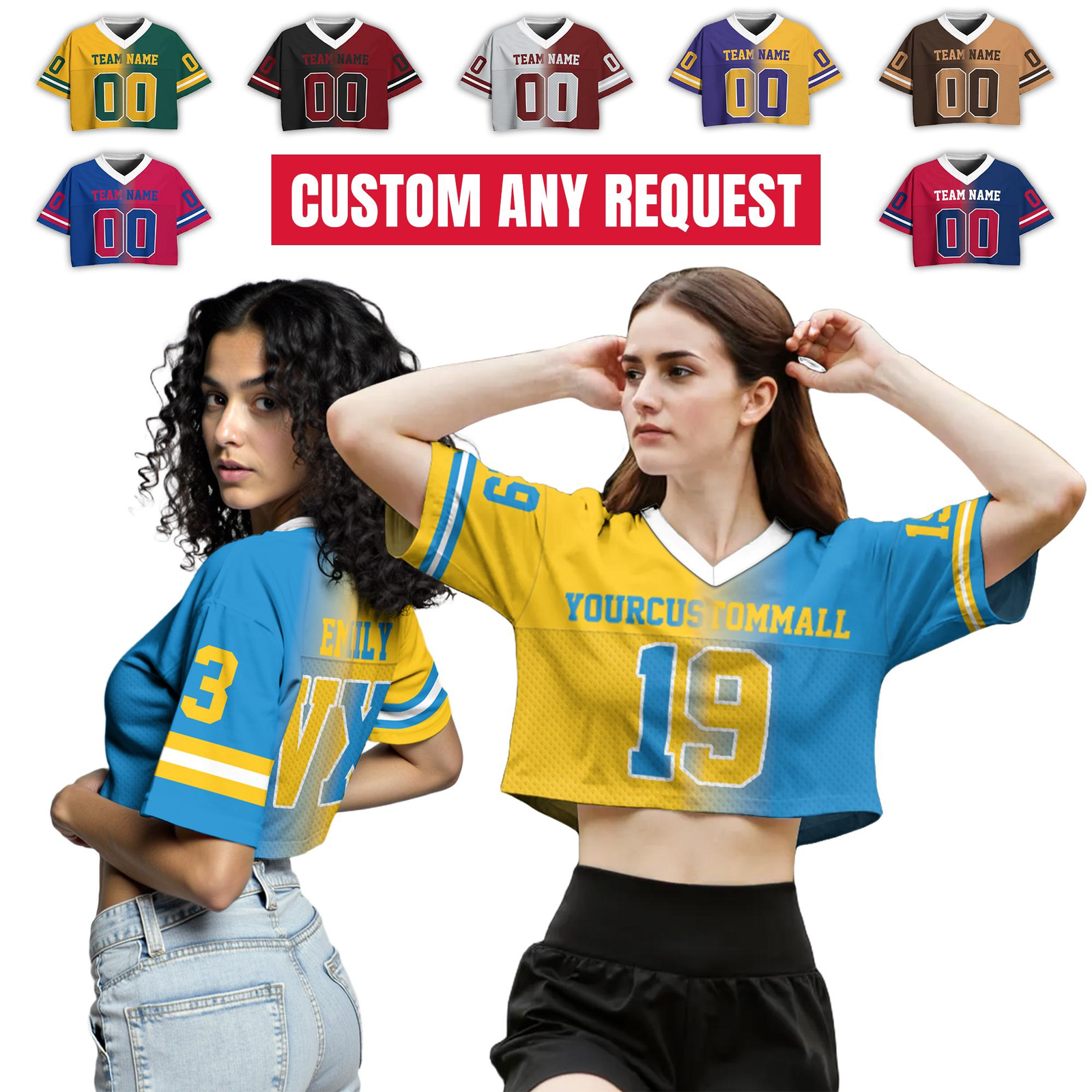 Women’s Cropped Vintage Soccer Jersey Mesh Boxy Fit Retro V-Neck Streetwear Crop Top (1)