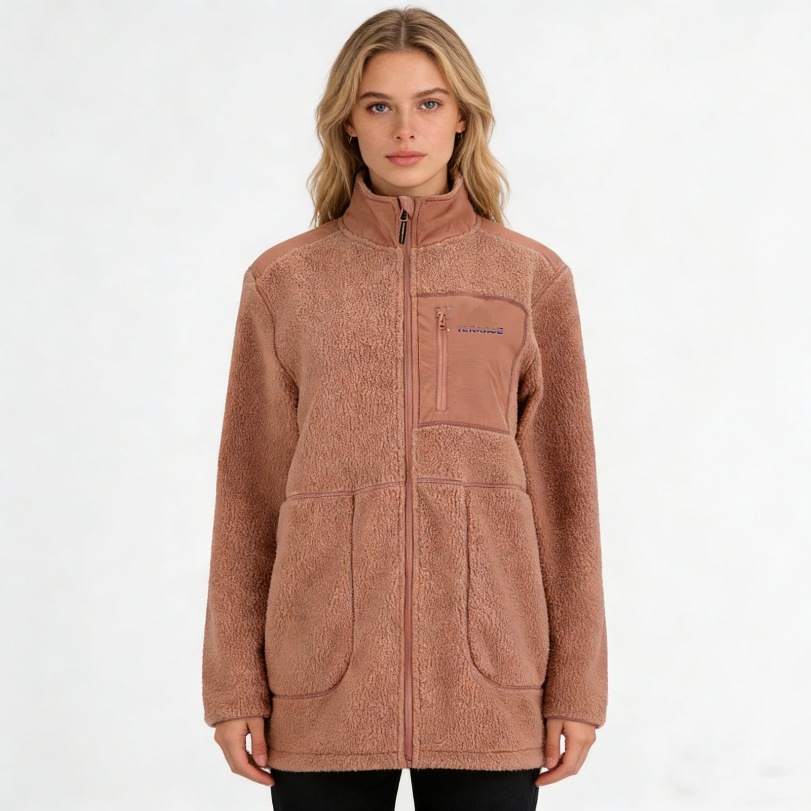 Women’s Flannel Teddy Fleece Long Jacket Lightweight Outdoor Coat (2)