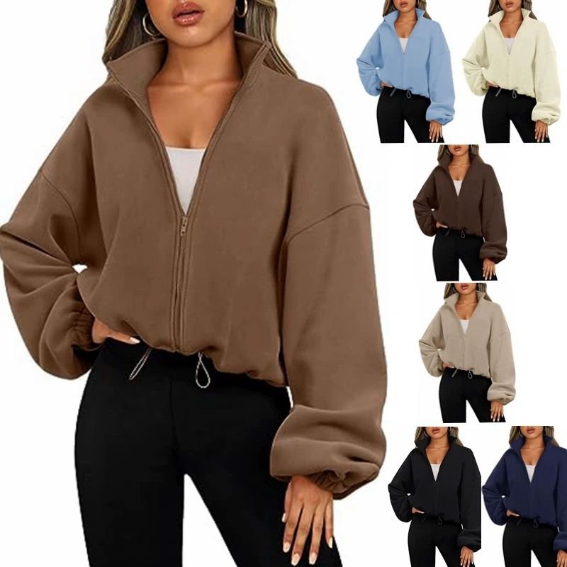 Women’s Fleece Sports Jacket Stand Collar Windproof Waterproof Coat (2)