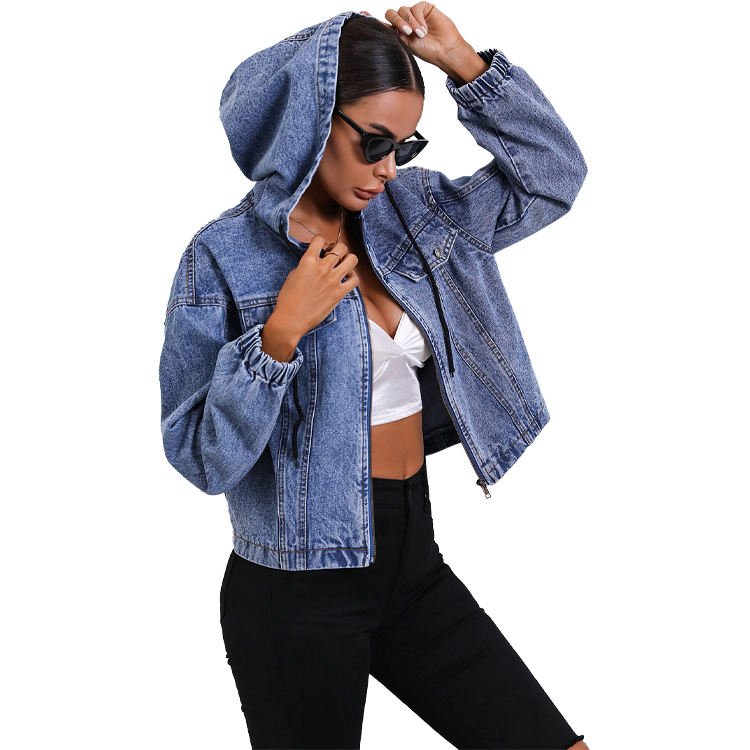 Women’s Hooded Denim Jacket Casual Long Sleeve Zipper Blazer Style Coat Import Fashion (3)